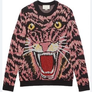 Gucci small lurex wool tiger sweater